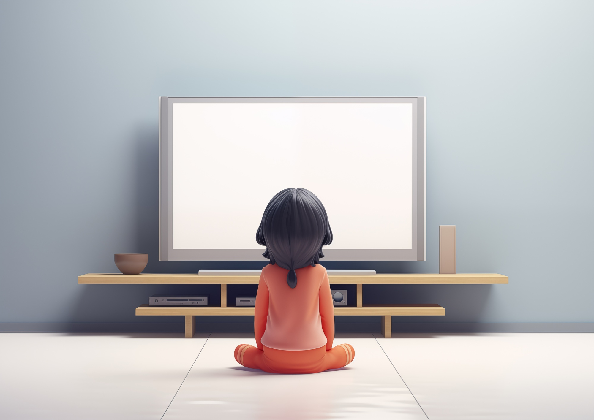 kid watching TV